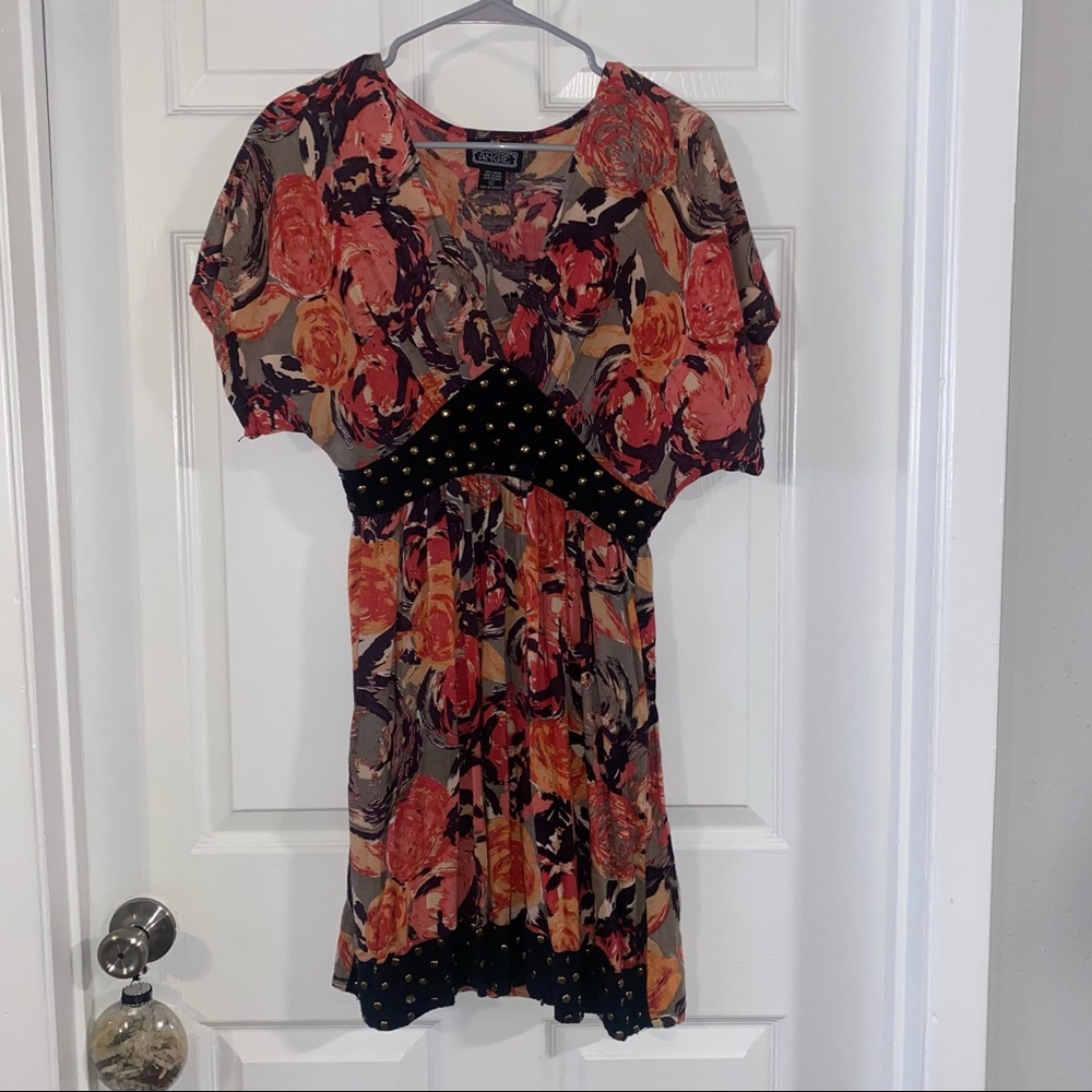 Beautiful floral dress with metal accents